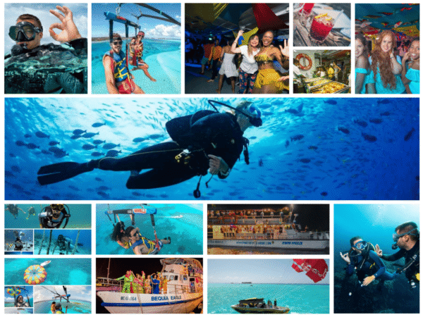 Combo de Actividades #10: Parasail + Noche Blanca + Buceo en San Andrés Islas (3 Tours)