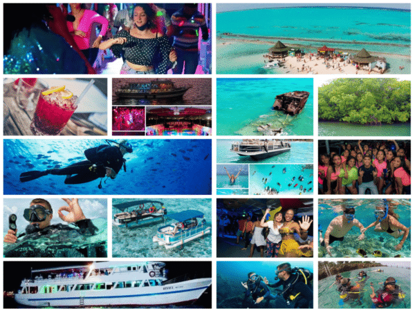 Combo de Actividades #8: Tour Bahía en Pontón + Yate Rumba + Buceo en San Andrés Islas (3 Tours)