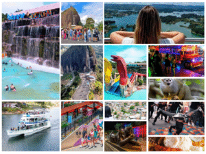 Combo de actividades #6: Comuna 13 con City Tour Medellín + Tour a Guatape + Tour a Hacienda Napoles + Chiva Rumbera (4 Tours)