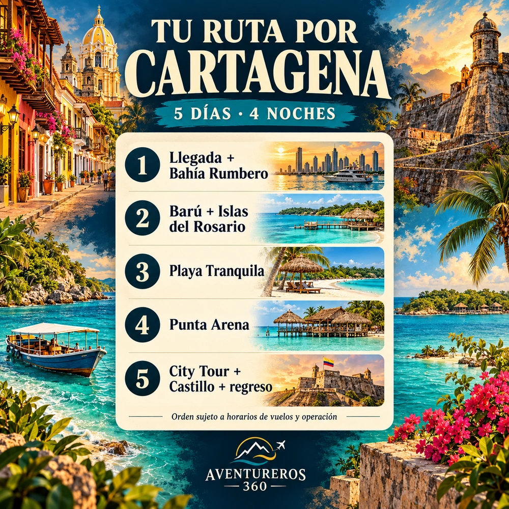 Itinerario ilustrado de Cartagena en 5 días y 4 noches