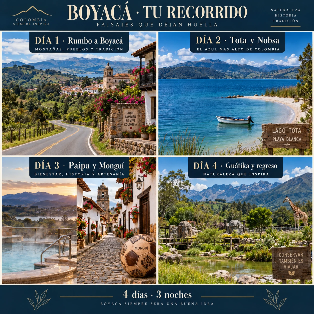 Itinerario ilustrativo de Boyacá Pueblos Mágicos: 4 días y 3 noches desde Bogotá