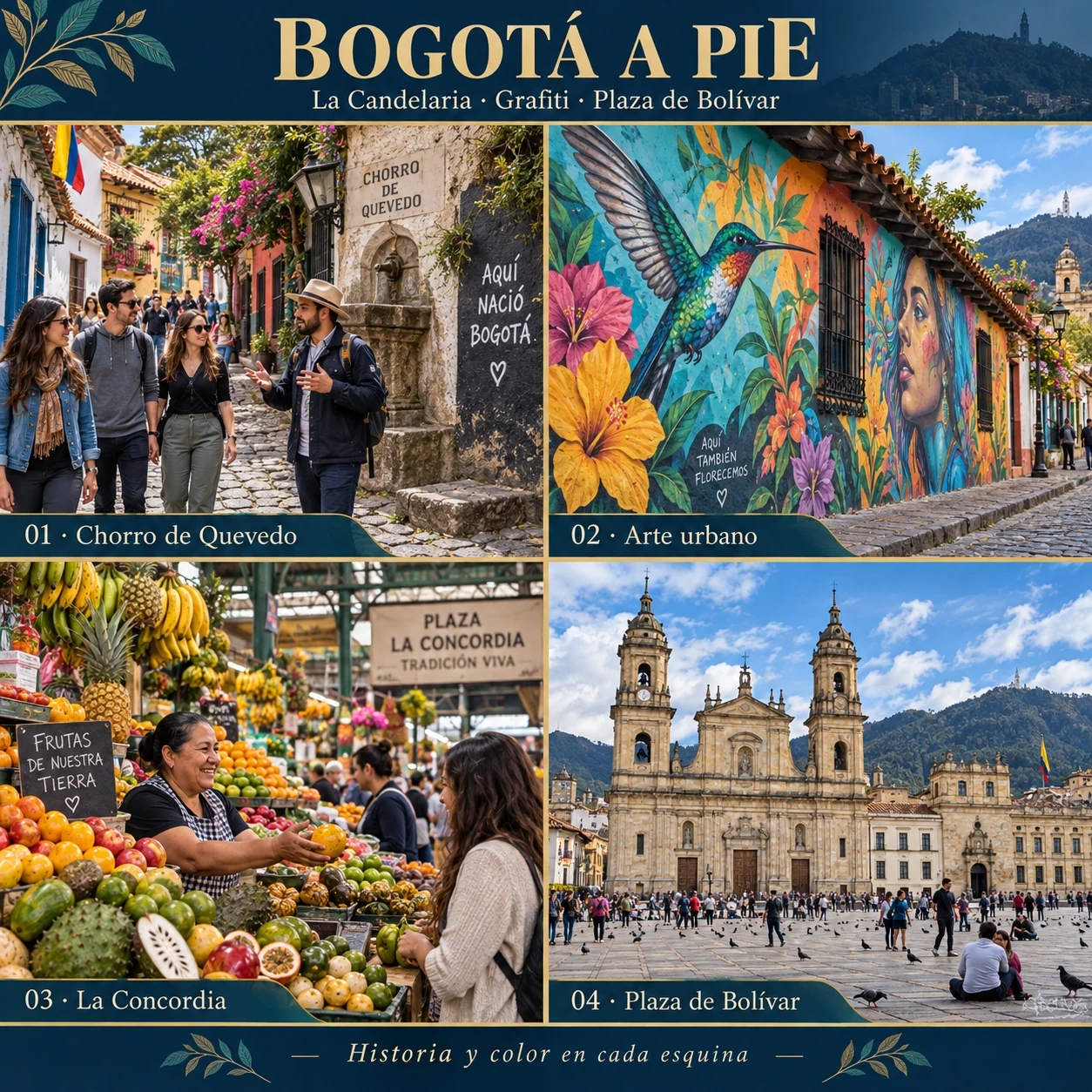 Itinerario ilustrativo de Tour del Grafiti por La Candelaria y Plaza de Bolívar