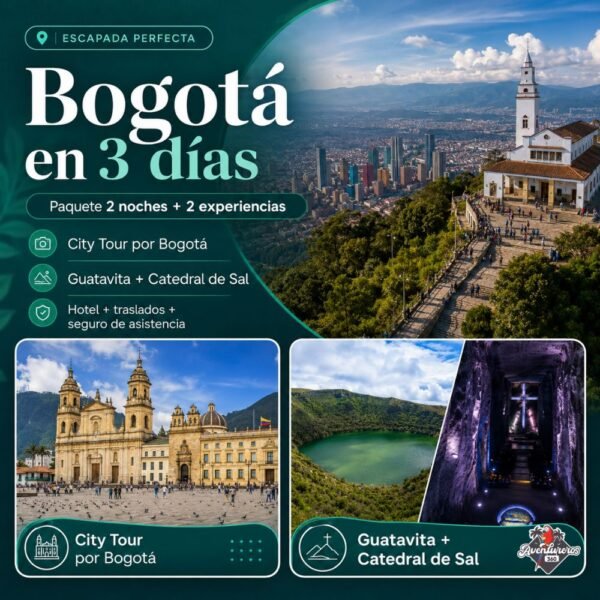Bogotá en 2 días: Paquete 2 noches con 2 experiencias incluidas + Traslados