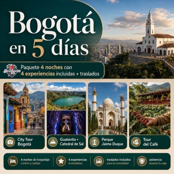 Bogotá en 5 días: Paquete 4 noches con 4 experiencias incluidas + Traslados