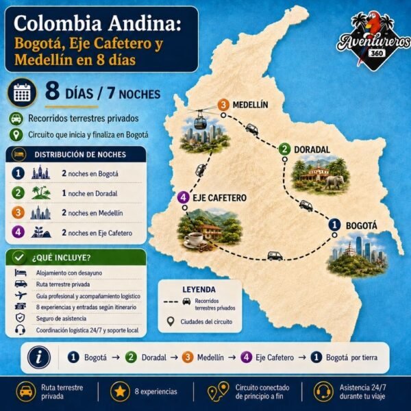 Ruta Colombia Andina - Bogotá, Doradal, Medellín y Eje Cafetero