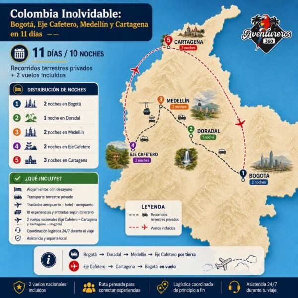 Ruta Colombia Inolvidable - Bogotá, Doradal, Medellín, Eje Cafetero y Cartagena