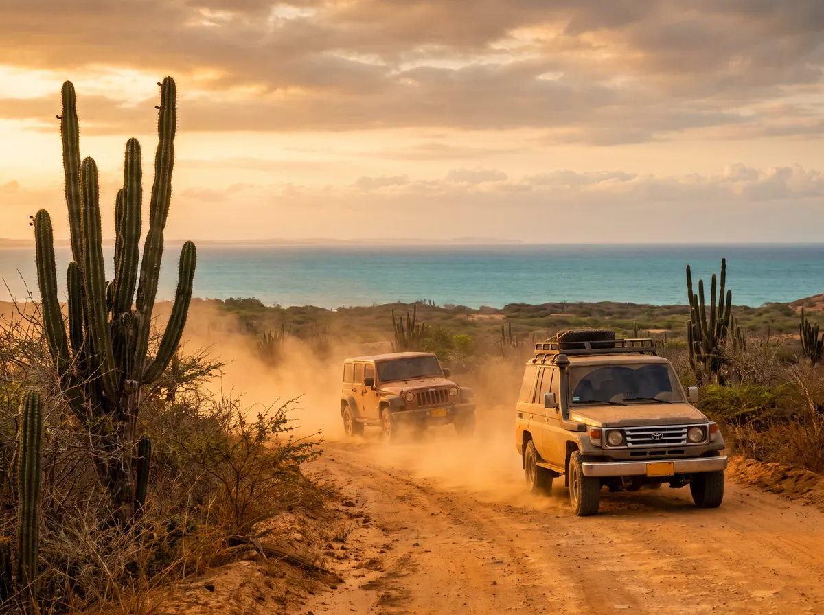 Camionetas 4x4 en la ruta por el desierto de La Guajira
