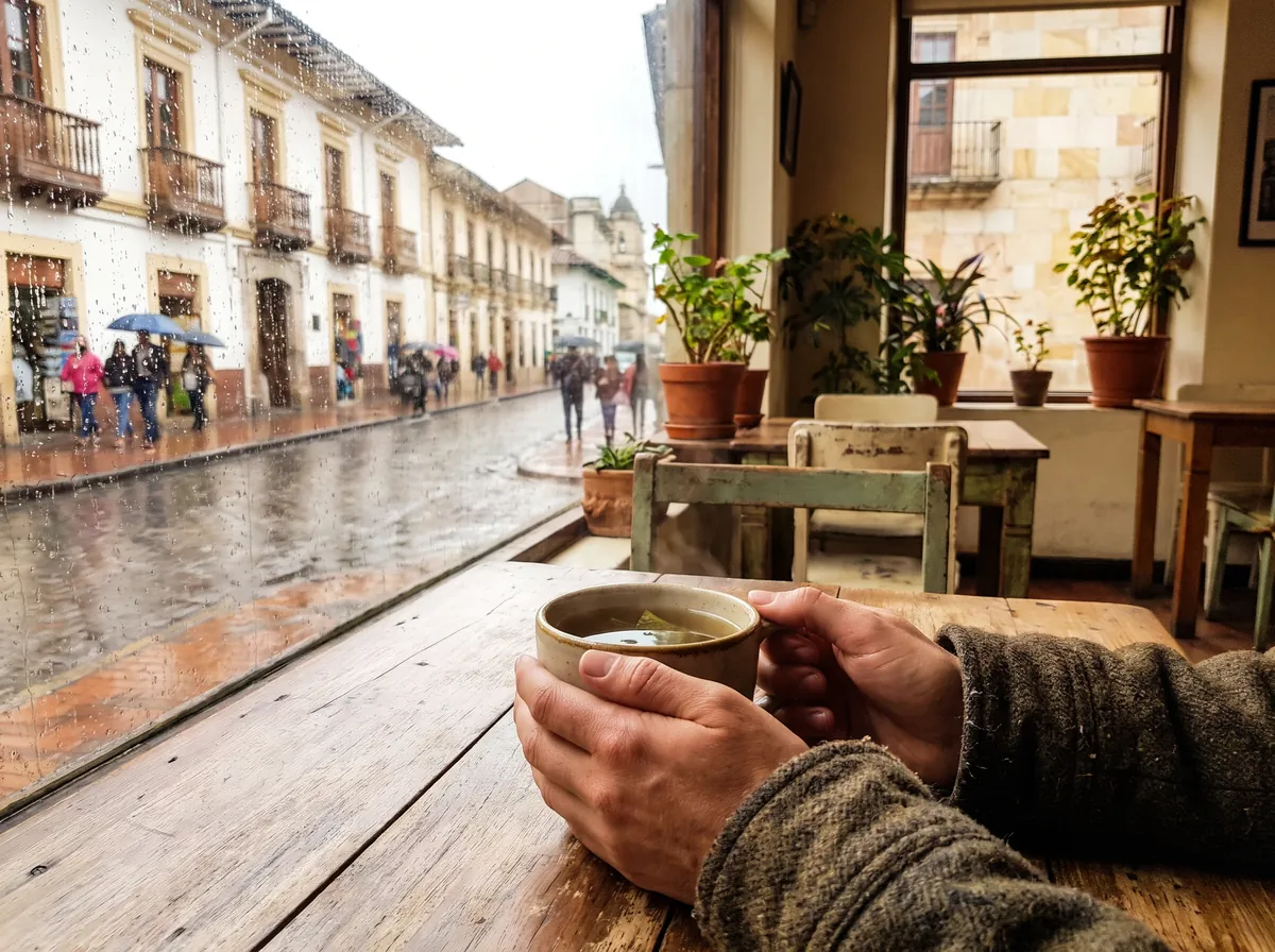 Aromática caliente en un café de Bogotá