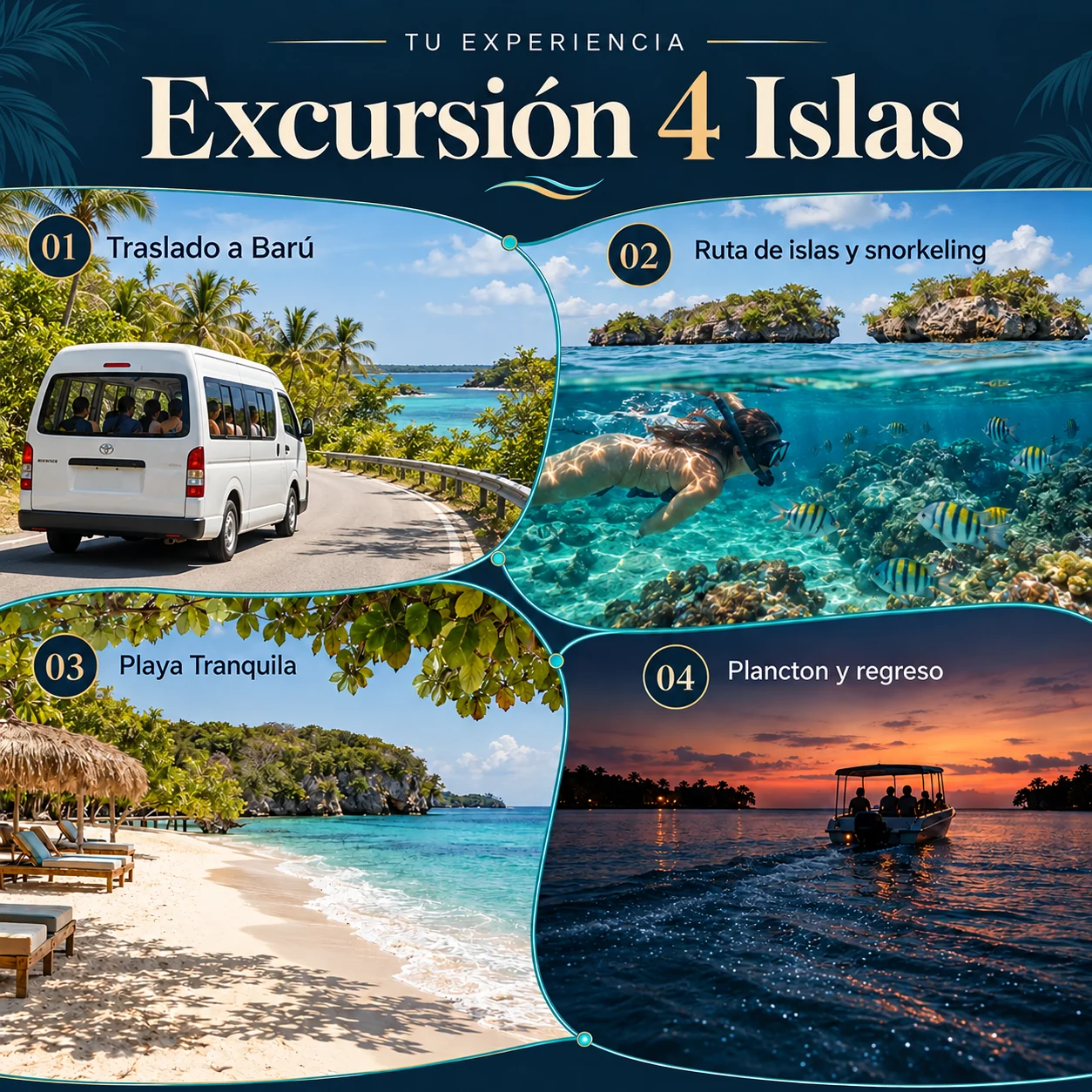 Itinerario ilustrado de Excursión 4 Islas