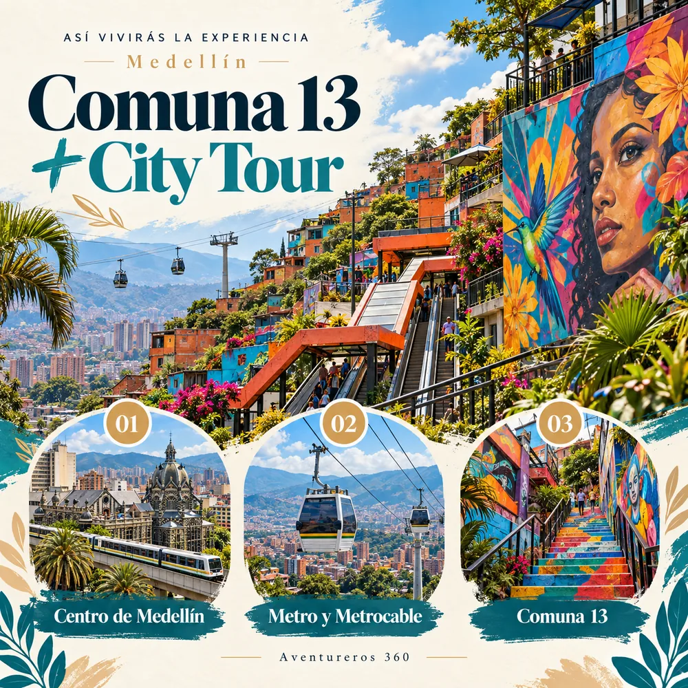 Itinerario ilustrado de Comuna 13 + City Tour Medellín