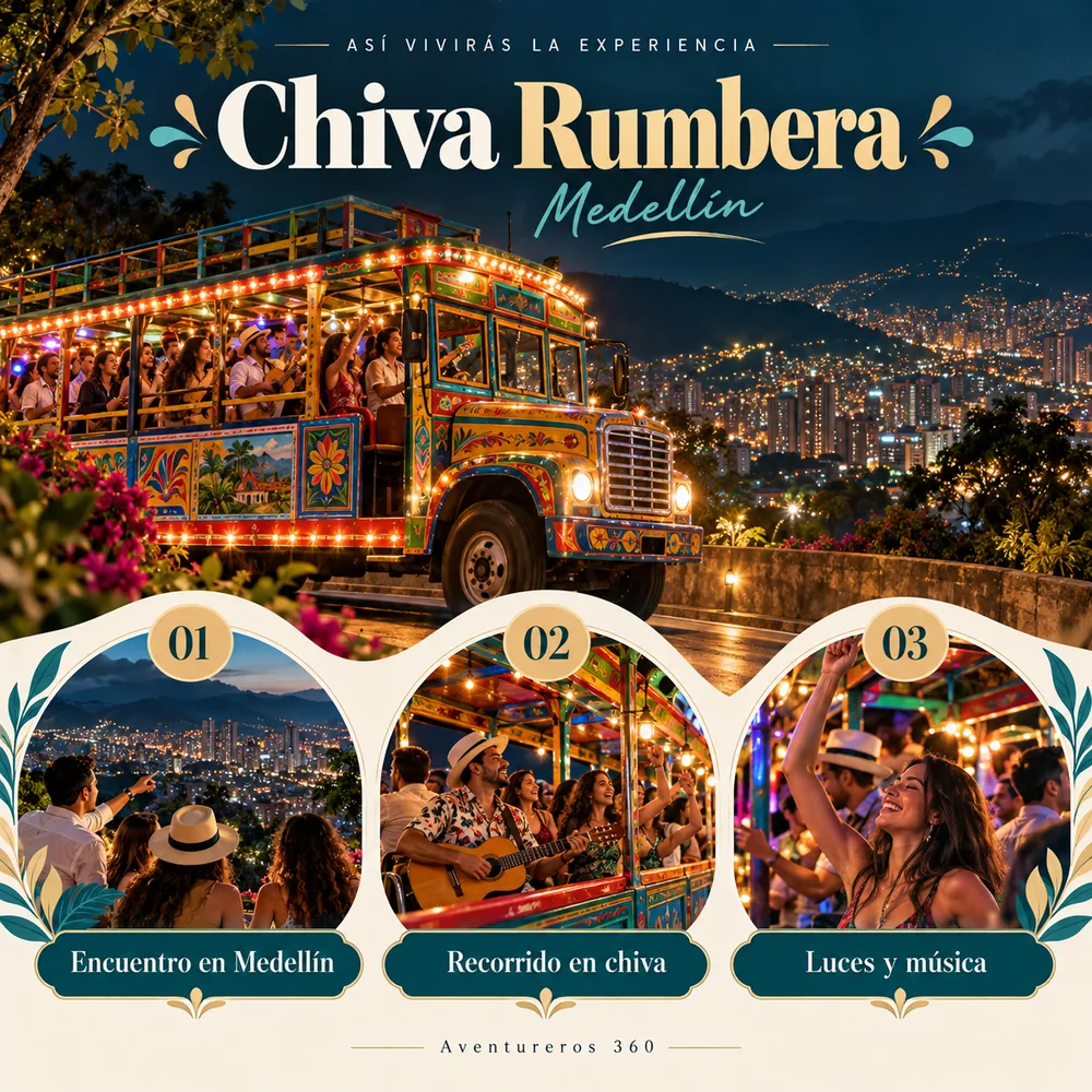 Itinerario ilustrado de Chiva Rumbera Medellín