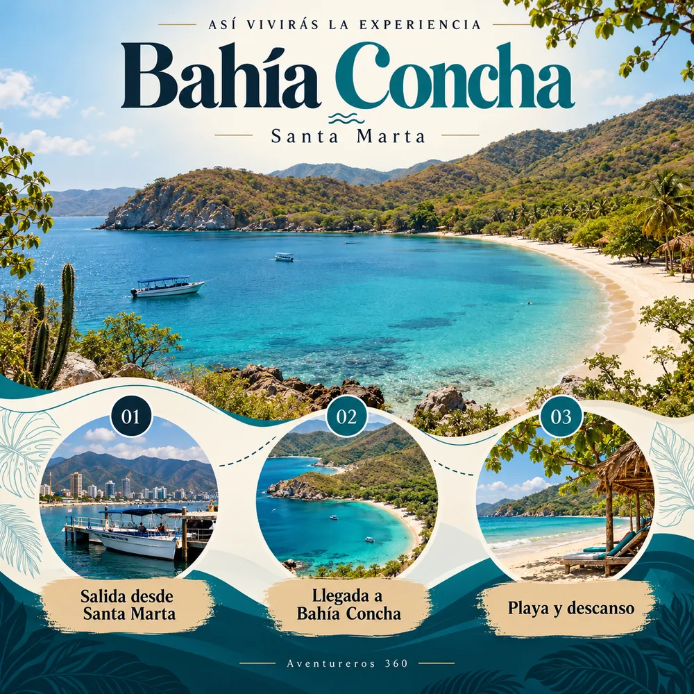 Itinerario ilustrado de Bahía Concha Parque Tayrona en Santa Marta