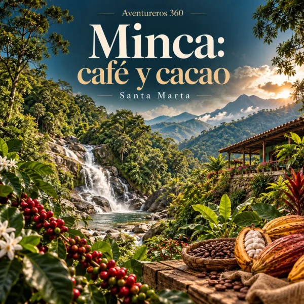 Ilustración de Pasadía en Minca: Cascadas, Miradores y Taller de Café y Cacao en la Sierra Nevada · Medellín y Santa Marta