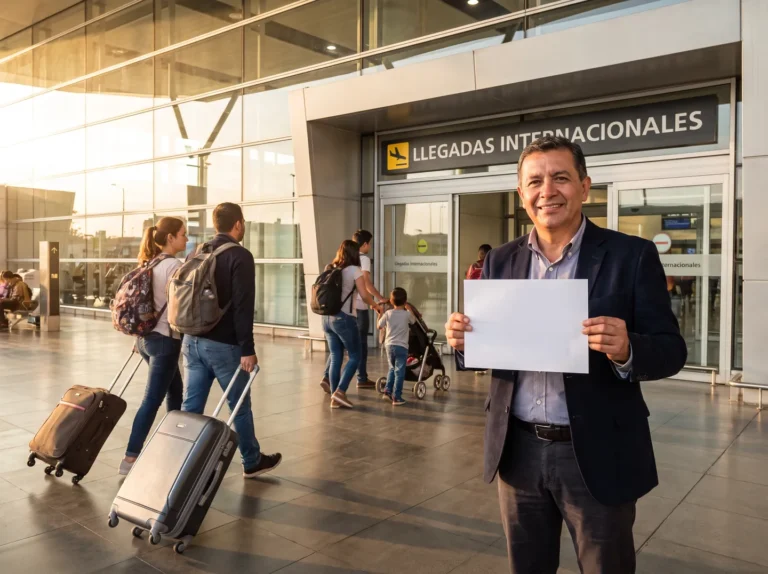 Conductor esperando viajeros en la sala de llegadas del aeropuerto de Bogotá