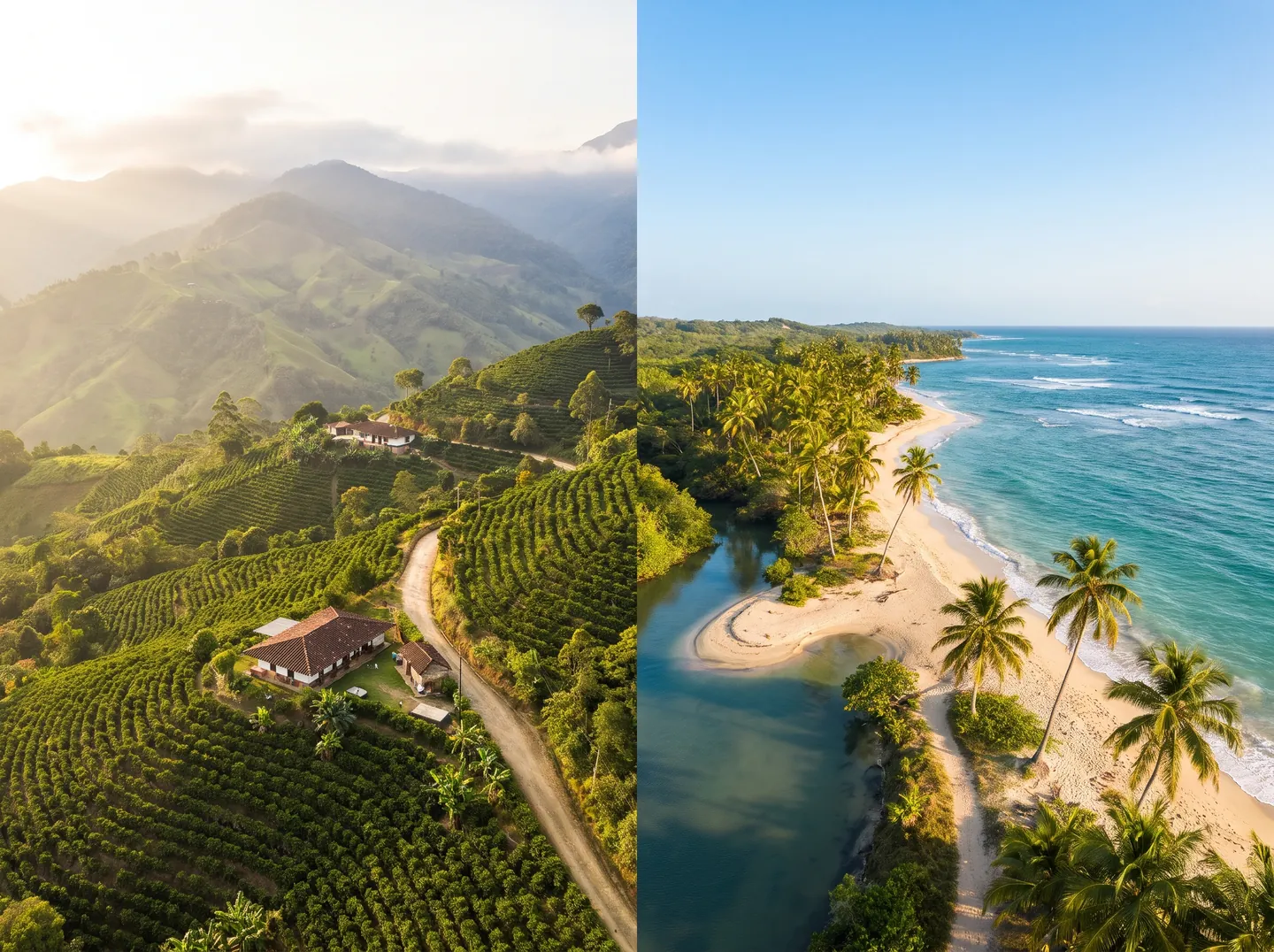 Montañas andinas y playa caribeña de Colombia