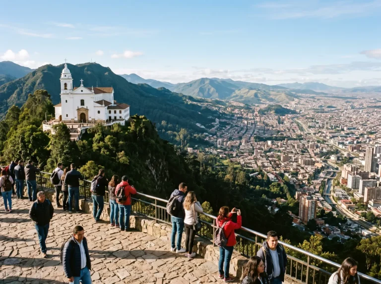 Santuario de Monserrate con vista panorámica de Bogotá