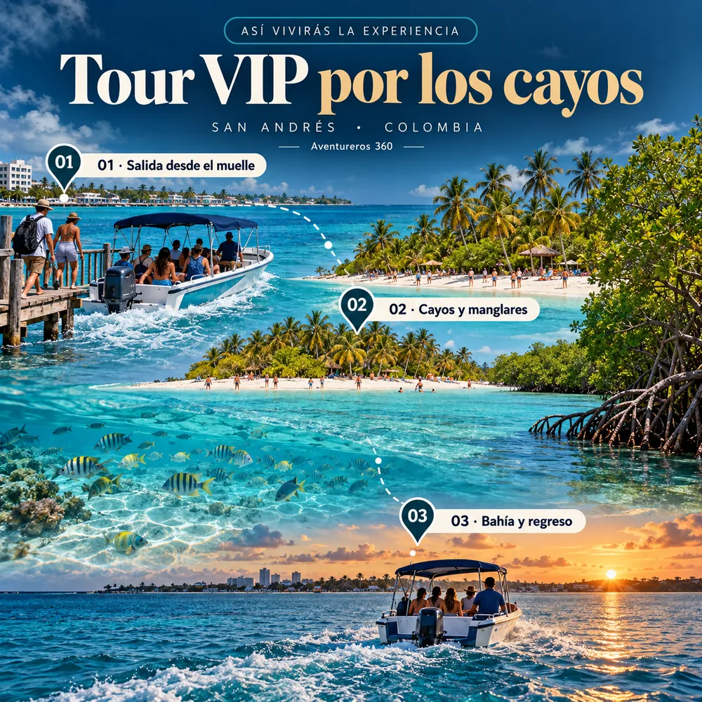 Itinerario ilustrado: Tour VIP a Acuario, Haynes Cay, Johnny Cay, Manglares en San Andrés