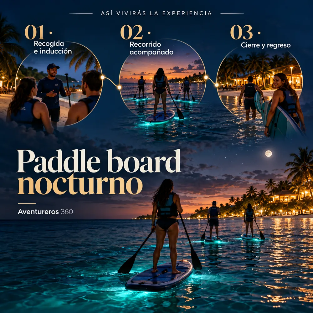 Itinerario ilustrado: Paddle Board Nocturno en San Andrés