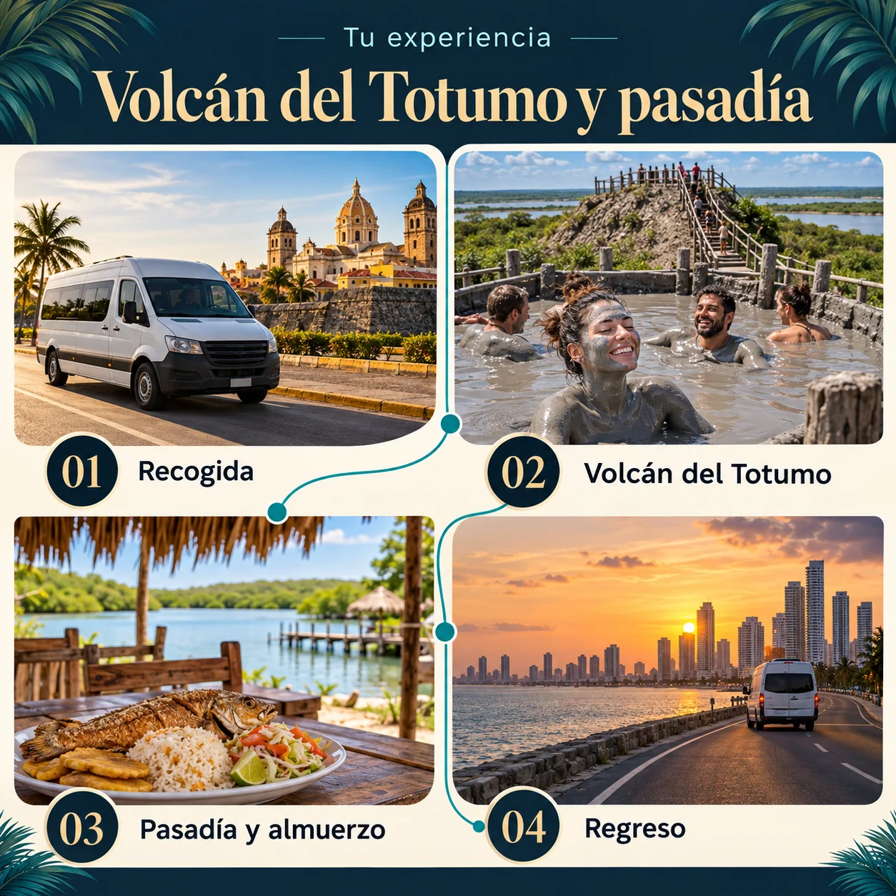 Itinerario ilustrado de Volcán del Totumo y pasadía