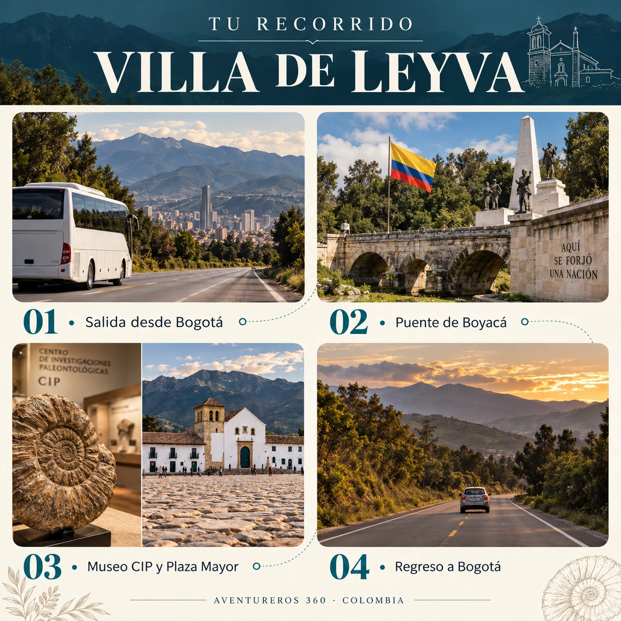 Diseño ilustrativo del itinerario de Villa de Leyva