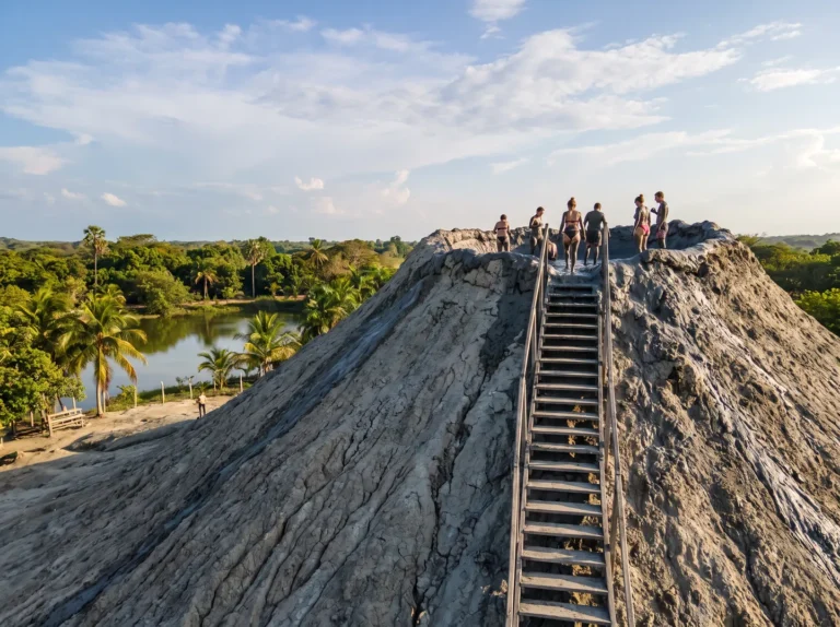 Volcán del Totumo con su escalera de madera cerca de Cartagena